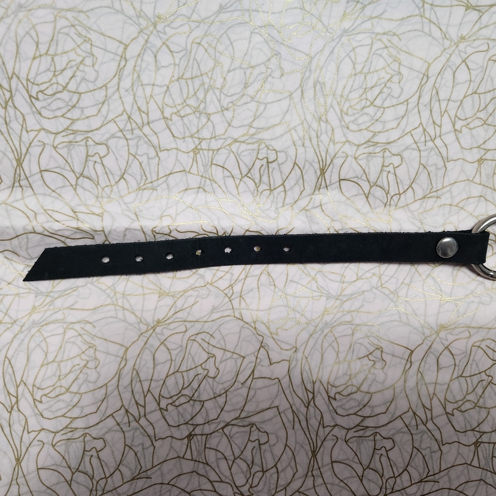 Handmade Real Leather Black Silver O-Ring Choker - Picture 12 of 14